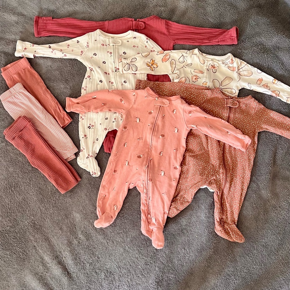 8 PC Bundle Carters Sleep n Play Onesies and Pants